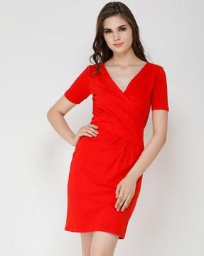 v-neck bodycon dress