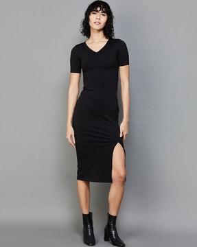 v-neck bodycon dress