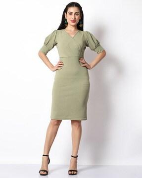 v-neck bodycon wrap dress