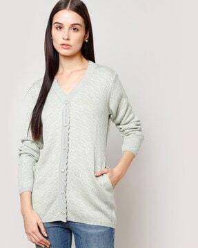 v-neck button-down cardigan