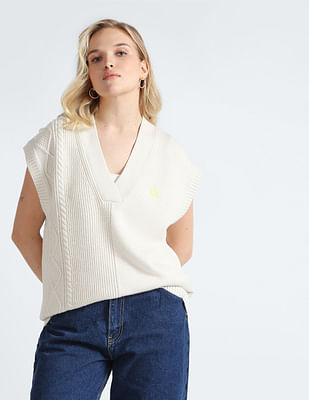 v-neck cable interest sweater vest