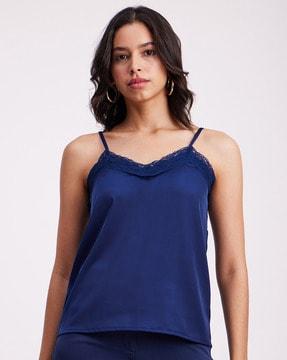 v-neck camisole with lace overlay