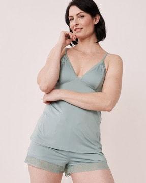 v-neck camisole with lace trim