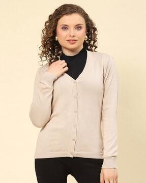 v-neck cardigan with button closure