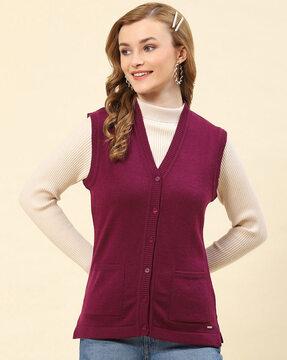 v-neck cardigan with button closure