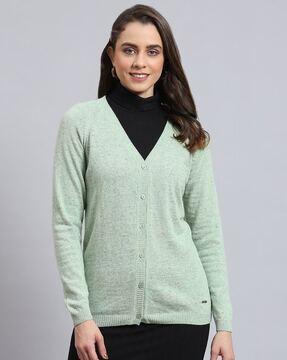 v-neck cardigan with button closure