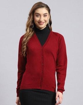 v-neck cardigan with button closure