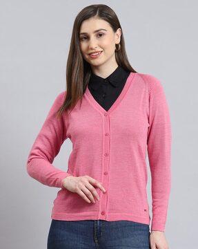 v-neck cardigan with button closure