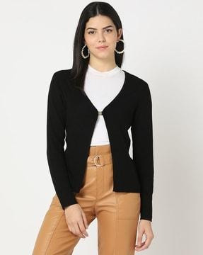 v-neck cardigan with front closure
