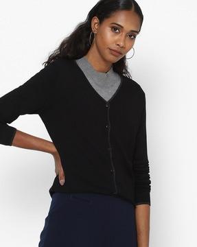 v-neck cardigan with full sleeves