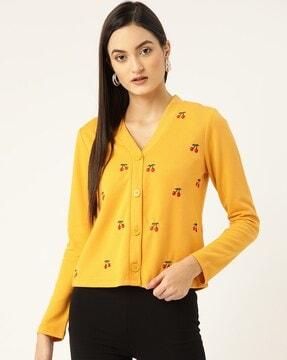 v-neck cardigan with full sleeves