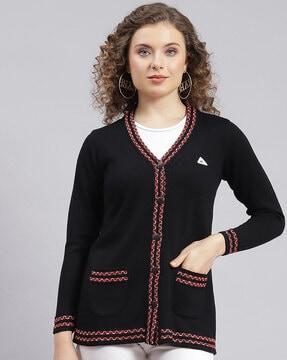 v-neck cardigan with patch pocket