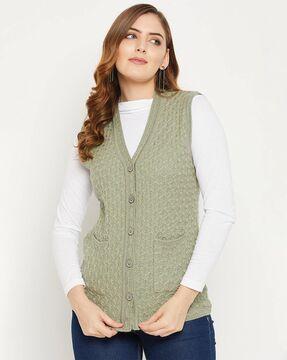 v-neck cardigan with patch pockets