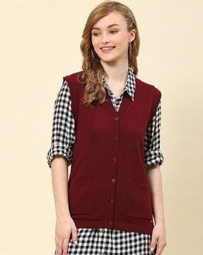 v-neck cardigan with patch pockets