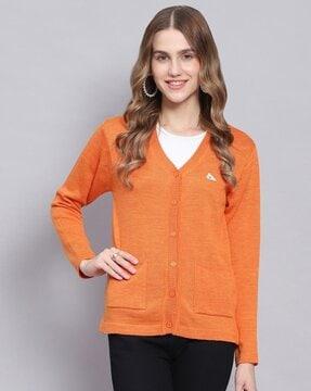 v-neck cardigan with ribbed hem