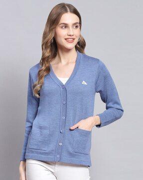 v-neck cardigan with ribbed hem