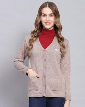 v-neck cardigan with ribbed hem