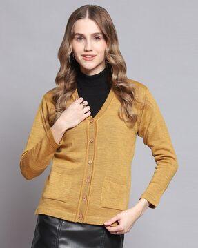 v-neck cardigan with ribbed hem