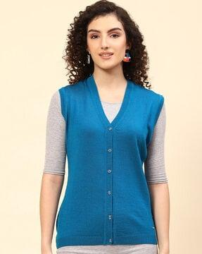 v-neck cardigan with ribbed hems