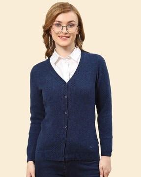 v-neck cardigan with ribbed hems