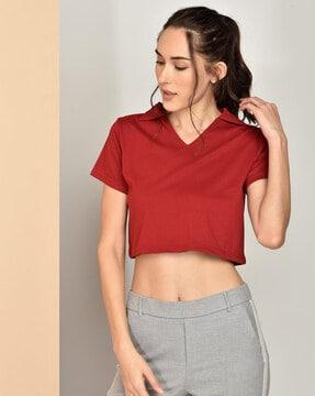 v-neck crop t-shirt