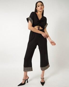 v-neck cut-out jumpsuit