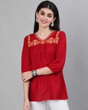 v-neck embroidered top