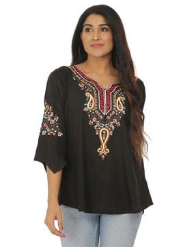 v-neck embroidered top