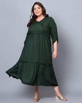 v-neck fit & flare dress with insert pocket