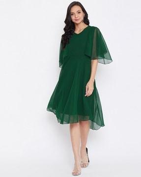 v-neck fit & flare dress