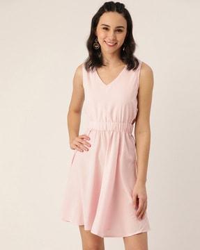 v-neck fit & flare dress