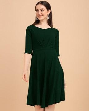 v-neck fit & flare dress