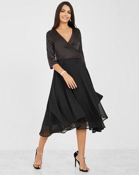 v-neck fit & flare dress