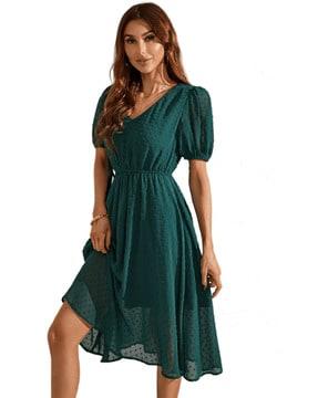 v-neck fit & flare dress