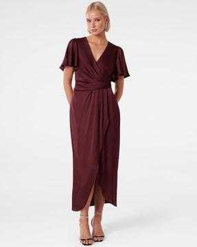 v-neck fit & flare dress