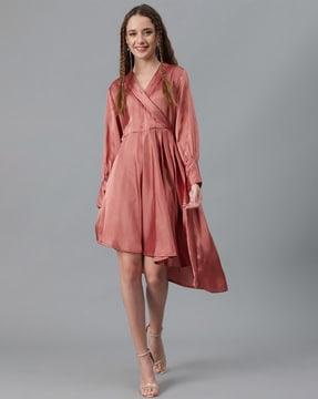 v-neck fit & flare dress