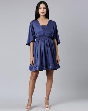 v-neck fit & flare dress