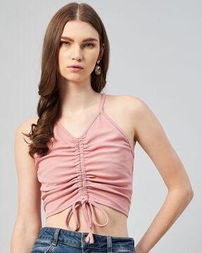 v-neck fitted crop top