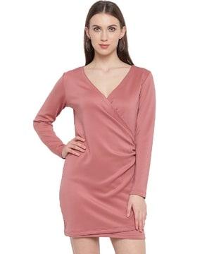 v-neck full sleeves dress