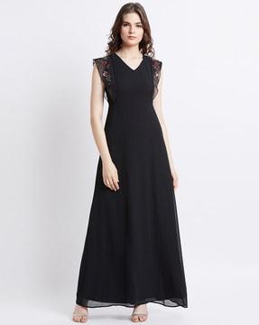 v-neck gown with sequin detail