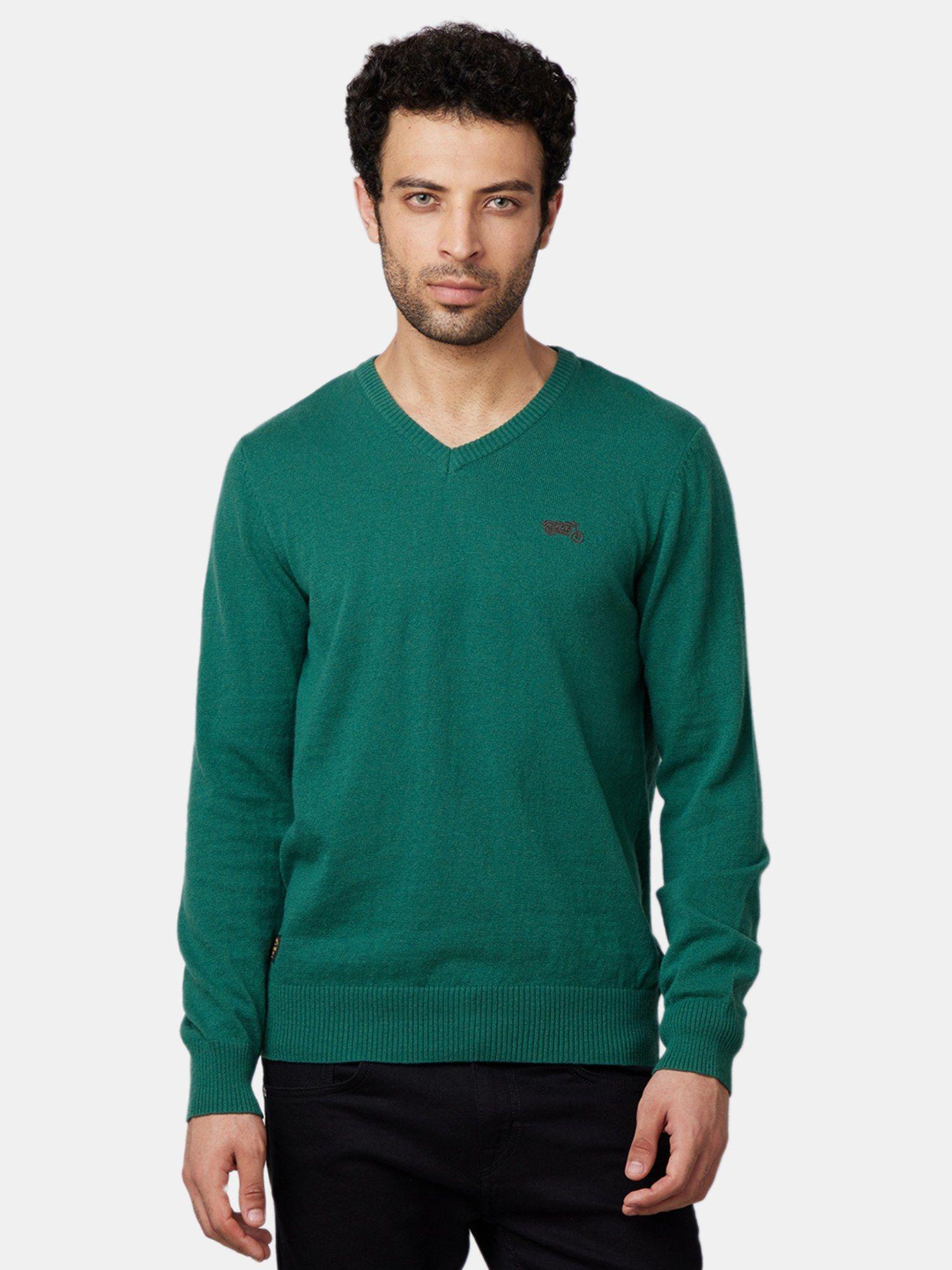 v-neck green sweater