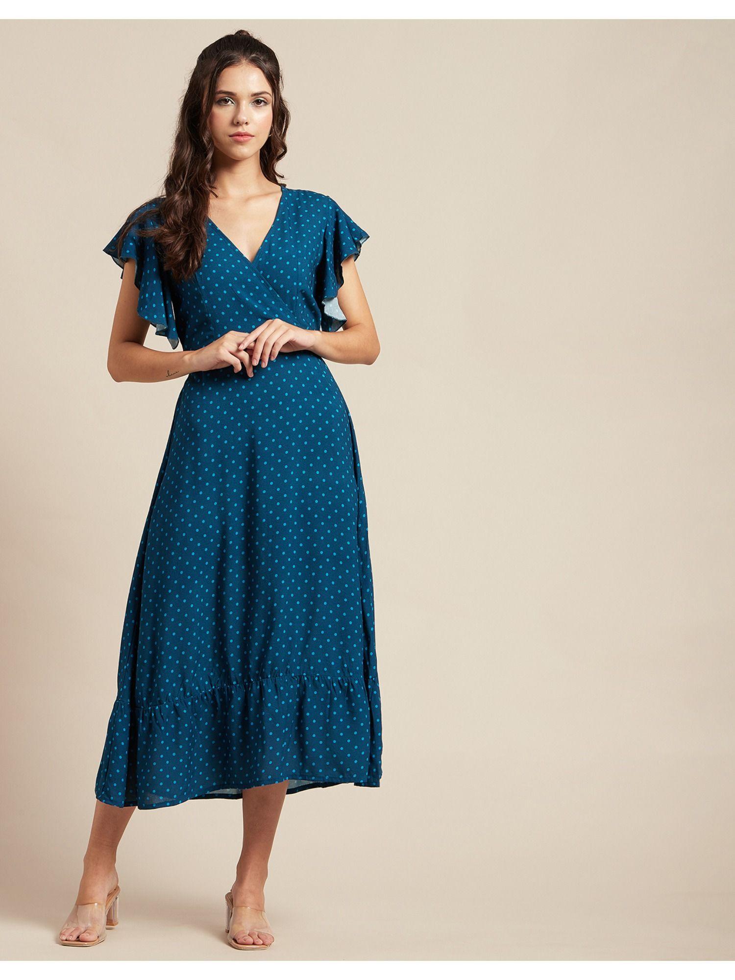 v-neck half sleeves midi dress