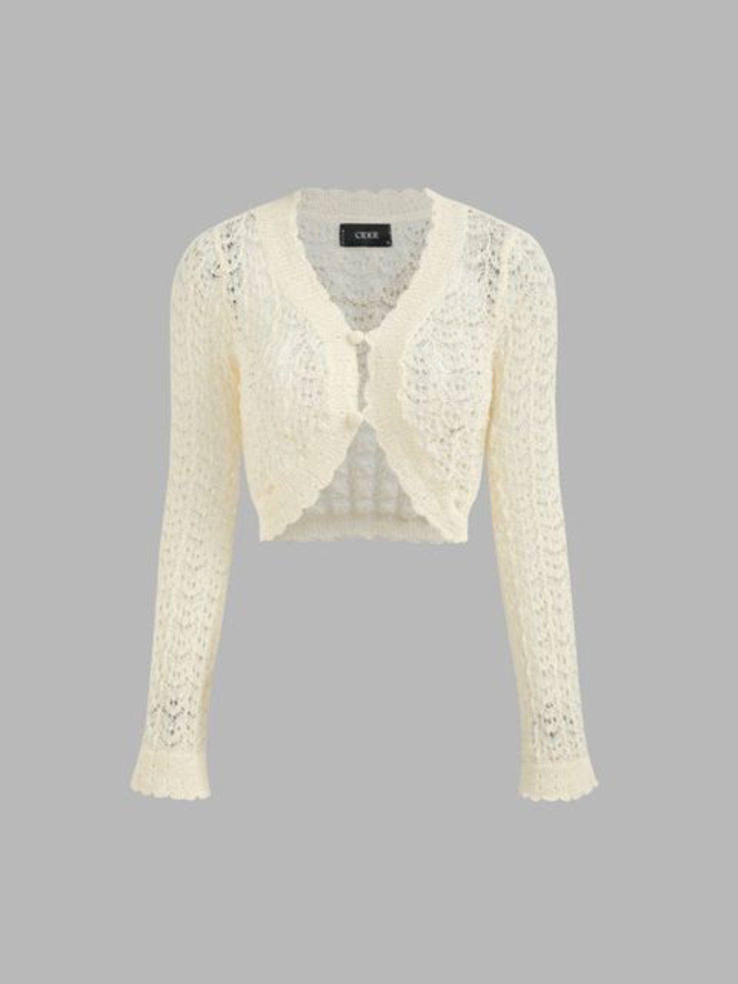 v neck hollow out romantic cardigan