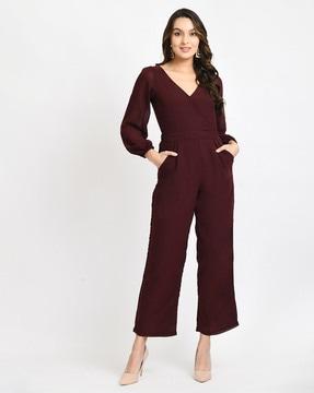 v-neck jumpsuit with belt