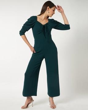 v-neck jumpsuit with leg-o-mutton sleeves