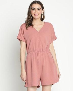 v-neck playsuit with contrast taping