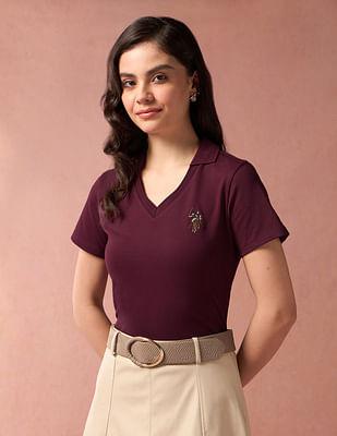 v-neck polo collar t-shirt