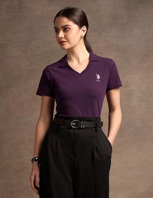 v-neck polo collar t-shirt