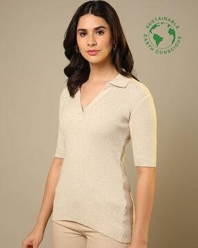 v-neck polo collared sweater