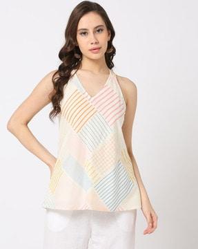 v-neck printed top